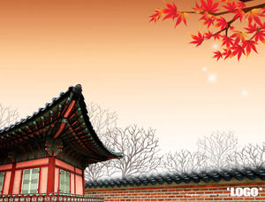 한국 스타일 단풍 나무 잎 가을 가을 PPT 템플릿