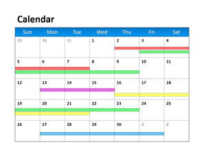 Modelo de calendário PPT de progresso de trabalho de layout
