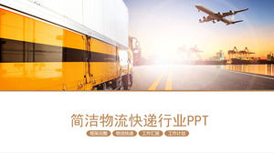 Transportasi logistik PPT template untuk latar belakang truk pesawat