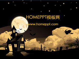 Nachthimmel fliegen Hexe Cartoon PPT Hintergrundbild