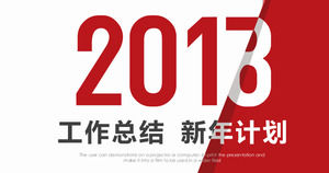 Klassische Jahresendarbeitszusammenfassung in Rot und Weiß und PPT-Vorlage für das neue Jahr