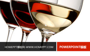 Kırmızı şarap ve yiyecek ve içecek slaytlar şablonun Goblet kombinasyonu