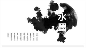 Einfache und elegante Tinte PPT-Vorlage im chinesischen Stil