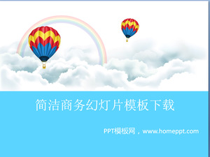 Simple Hot Air Balloon White Cloud Rainbow Background Kartun PowerPoint Template