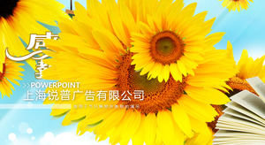 Sonnenblumen blühen Thanksgiving-Lehrer-Tag PPT-Vorlage