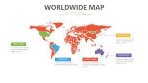 ベクトル編集可能な世界地図PPT素材